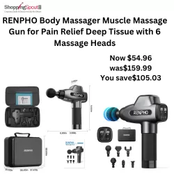 RENPHO Body Massager Muscle Massage Gun for Pain Relief Deep Tissue with 6 Massage Heads